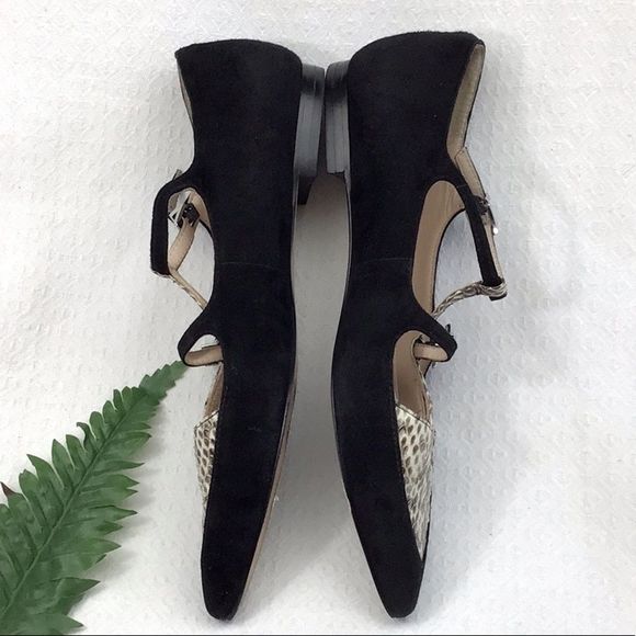 Marc Fisher Black Suede Snakeskin Flats - Picture 8 of 11